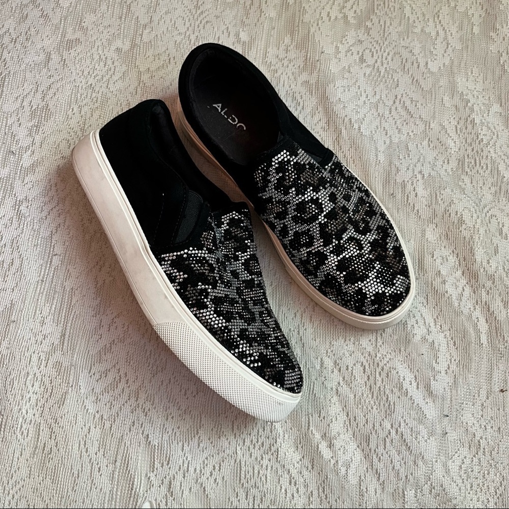 Aldo Ramelli rhinestone leopard sneakers